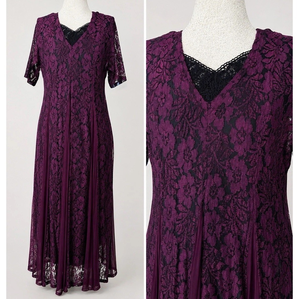Vtg Olivia Lace Maxi Dress Mp Maroon Fairy Grunge Whimsigoth Gypsy Fesitival 90s